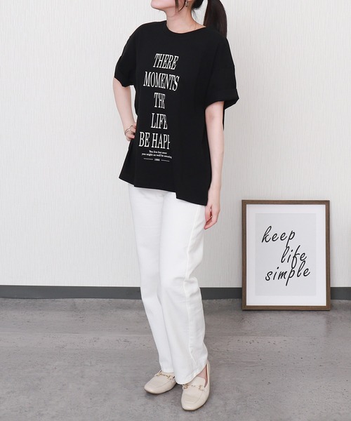 libelle more(リベル モア)の「【接触冷感】USAコットンBIGロゴプリントTシャツ(Tシャツ/カットソー・レディース・ブラック/オフホワイト/サックスブルー/グレイッシュベージュ・M/L)」の12枚目の写真