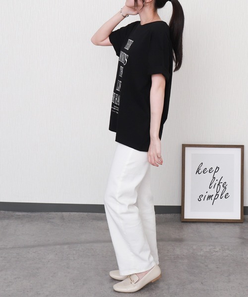 libelle more(リベル モア)の「【接触冷感】USAコットンBIGロゴプリントTシャツ(Tシャツ/カットソー・レディース・ブラック/オフホワイト/サックスブルー/グレイッシュベージュ・M/L)」の13枚目の写真
