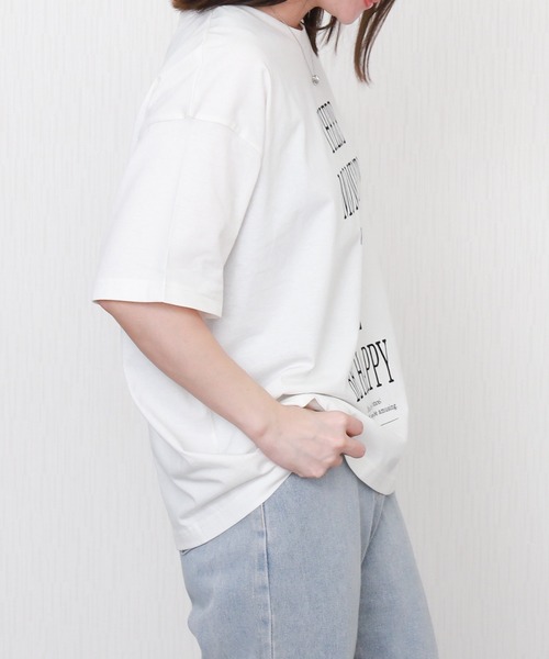 libelle more(リベル モア)の「【接触冷感】USAコットンBIGロゴプリントTシャツ(Tシャツ/カットソー・レディース・ブラック/オフホワイト/サックスブルー/グレイッシュベージュ・M/L)」の6枚目の写真