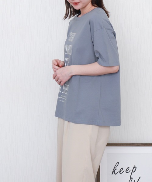 libelle more(リベル モア)の「【接触冷感】USAコットンBIGロゴプリントTシャツ(Tシャツ/カットソー・レディース・ブラック/オフホワイト/サックスブルー/グレイッシュベージュ・M/L)」の20枚目の写真