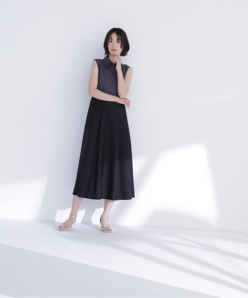 NATURAL BEAUTY BASIC(ナチュラルビューティーベーシック)の「ポロカラードッキングワンピース(ワンピース・レディース・ベージュ系その他/ブラック系その他2・P/S/MEDIUM)」の7枚目の写真