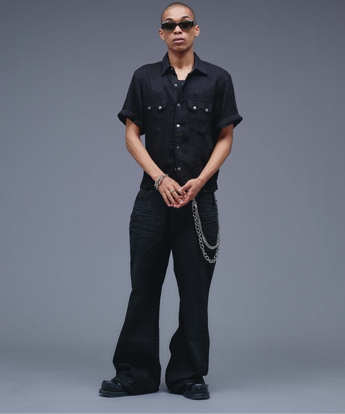 ANDER HUNK(アンダーハンク)の「W-Pocket Metal Button SS Shirt /WポケットメタルボタンSSシャツ(シャツ/ブラウス・メンズ・ブラウン/パープル/ブラック・SMALL/MEDIUM/LARGE)」の11枚目の写真