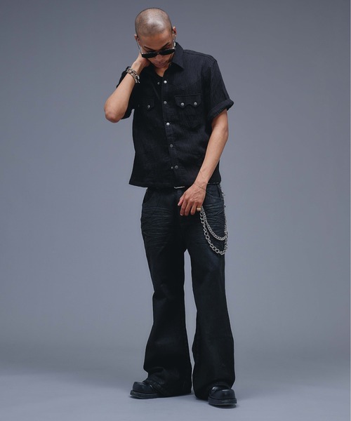 ANDER HUNK(アンダーハンク)の「W-Pocket Metal Button SS Shirt /WポケットメタルボタンSSシャツ(シャツ/ブラウス・メンズ・ブラウン/パープル/ブラック・SMALL/MEDIUM/LARGE)」の12枚目の写真