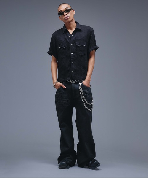 ANDER HUNK(アンダーハンク)の「W-Pocket Metal Button SS Shirt /WポケットメタルボタンSSシャツ(シャツ/ブラウス・メンズ・ブラウン/パープル/ブラック・SMALL/MEDIUM/LARGE)」の16枚目の写真