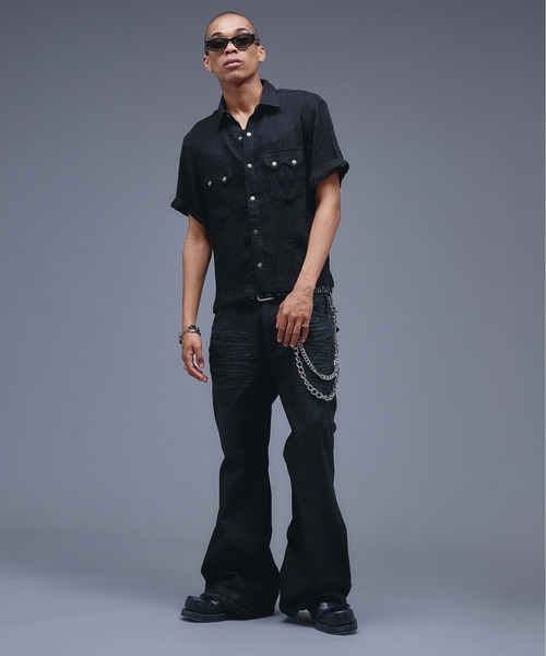 ANDER HUNK(アンダーハンク)の「W-Pocket Metal Button SS Shirt /WポケットメタルボタンSSシャツ(シャツ/ブラウス・メンズ・ブラウン/パープル/ブラック・SMALL/MEDIUM/LARGE)」の18枚目の写真