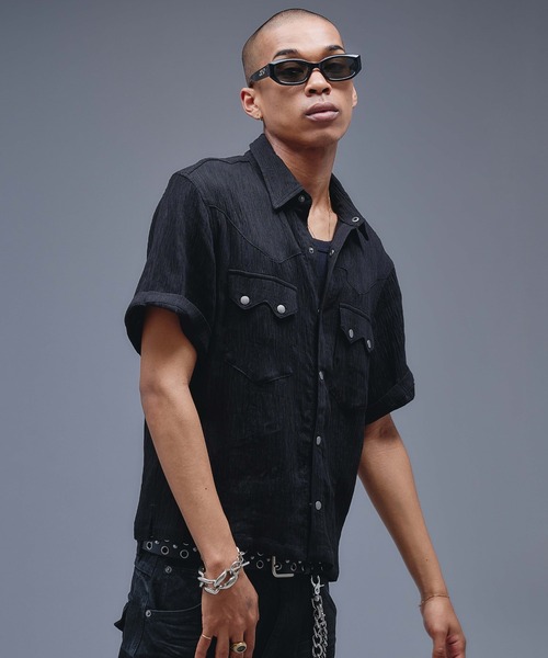 ANDER HUNK(アンダーハンク)の「W-Pocket Metal Button SS Shirt /WポケットメタルボタンSSシャツ(シャツ/ブラウス・メンズ・ブラウン/パープル/ブラック・SMALL/MEDIUM/LARGE)」の8枚目の写真