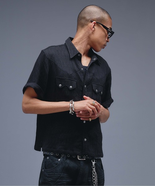 ANDER HUNK(アンダーハンク)の「W-Pocket Metal Button SS Shirt /WポケットメタルボタンSSシャツ(シャツ/ブラウス・メンズ・ブラウン/パープル/ブラック・SMALL/MEDIUM/LARGE)」の10枚目の写真