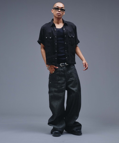 ANDER HUNK(アンダーハンク)の「W-Pocket Metal Button SS Shirt /WポケットメタルボタンSSシャツ(シャツ/ブラウス・メンズ・ブラウン/パープル/ブラック・SMALL/MEDIUM/LARGE)」の19枚目の写真