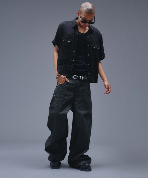 ANDER HUNK(アンダーハンク)の「W-Pocket Metal Button SS Shirt /WポケットメタルボタンSSシャツ(シャツ/ブラウス・メンズ・ブラウン/パープル/ブラック・SMALL/MEDIUM/LARGE)」の20枚目の写真