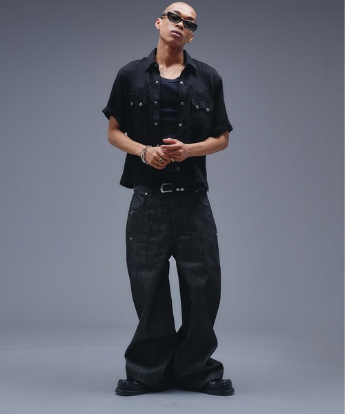 ANDER HUNK(アンダーハンク)の「W-Pocket Metal Button SS Shirt /WポケットメタルボタンSSシャツ(シャツ/ブラウス・メンズ・ブラウン/パープル/ブラック・SMALL/MEDIUM/LARGE)」の21枚目の写真