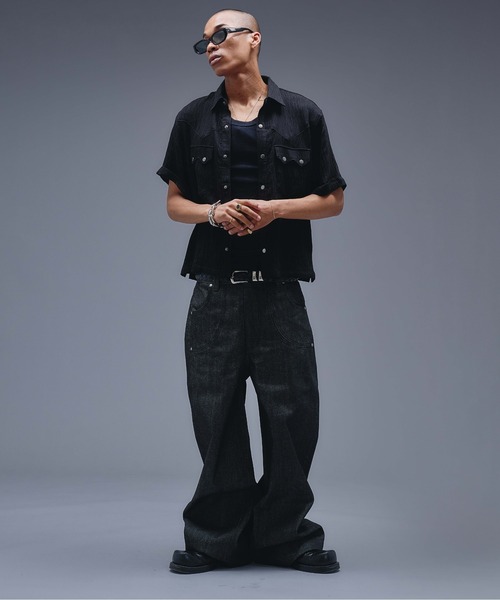 ANDER HUNK(アンダーハンク)の「W-Pocket Metal Button SS Shirt /WポケットメタルボタンSSシャツ(シャツ/ブラウス・メンズ・ブラウン/パープル/ブラック・SMALL/MEDIUM/LARGE)」の22枚目の写真