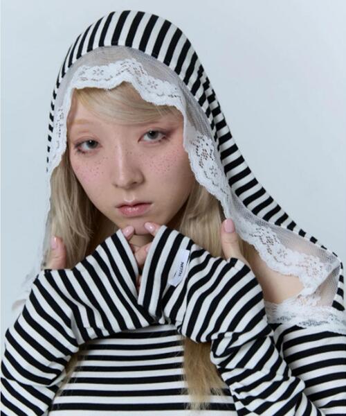 neith.（ネイス）の「neith./ネイス/Veil Border Tops（Tシャツ/カットソー・レディース・ピンク/ブラック・F）」の4枚目の写真