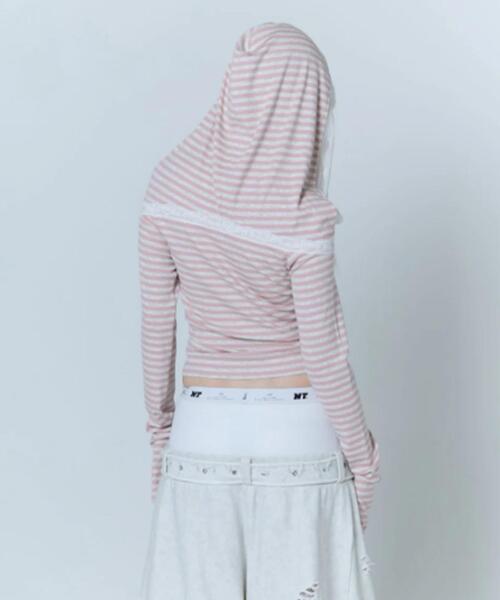 neith.（ネイス）の「neith./ネイス/Veil Border Tops（Tシャツ/カットソー・レディース・ピンク/ブラック・F）」の21枚目の写真