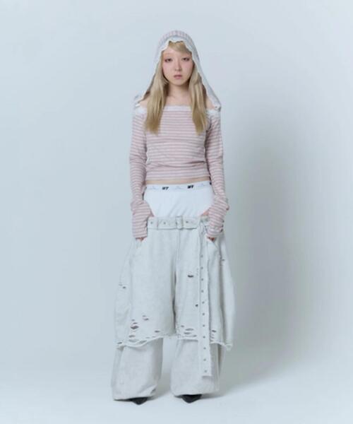 neith.（ネイス）の「neith./ネイス/Veil Border Tops（Tシャツ/カットソー・レディース・ピンク/ブラック・F）」の22枚目の写真