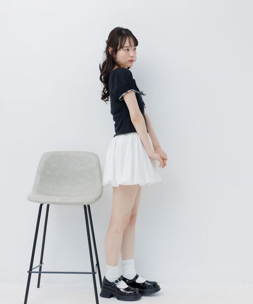 ems excite(エムズエキサイト)の「チェックパイピングTシャツ(Tシャツ/カットソー・レディース・ナチュラル/ブラック/ブラウン/ダークブルー・FREE)」の18枚目の写真