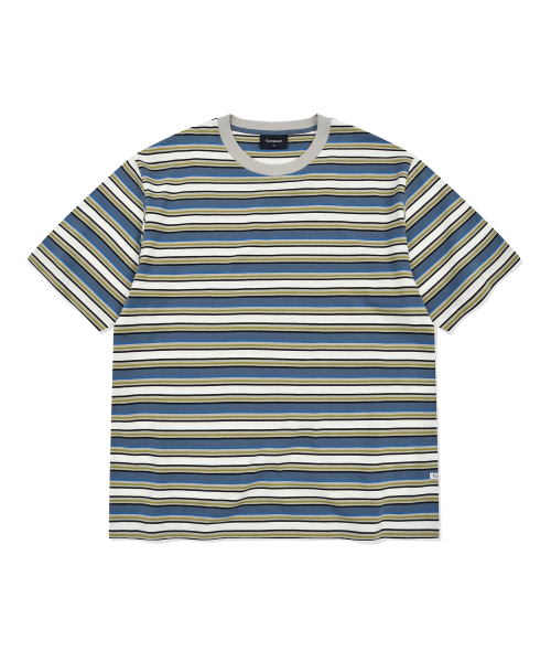 COVERNAT(カバーナット)の「マルチストライプクロップTシャツダスティブルー(Tシャツ/カットソー・レディース・その他・SMALL/MEDIUM/LARGE/X-LARGE)」の1枚目の写真