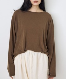 シアーカットトップス シアートップス 春服 秋服 Tシャツ 無地 長袖