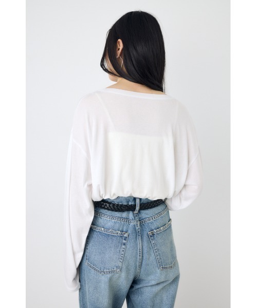 AZUL by moussy(アズールバイマウジー)の「シアーカットトップス シアートップス 春服 秋服 Tシャツ 無地 長袖(Tシャツ/カットソー・レディース・オフホワイト/ブラウン/ライトブラック/ライトイエロー・FREE)」の10枚目の写真
