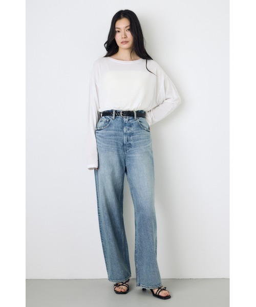 AZUL by moussy(アズールバイマウジー)の「シアーカットトップス シアートップス 春服 秋服 Tシャツ 無地 長袖(Tシャツ/カットソー・レディース・オフホワイト/ブラウン/ライトブラック/ライトイエロー・FREE)」の9枚目の写真