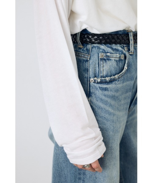 AZUL by moussy(アズールバイマウジー)の「シアーカットトップス シアートップス 春服 秋服 Tシャツ 無地 長袖(Tシャツ/カットソー・レディース・オフホワイト/ブラウン/ライトブラック/ライトイエロー・FREE)」の7枚目の写真
