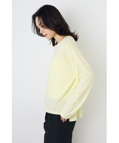 AZUL by moussy(アズールバイマウジー)の「シアーカットトップス シアートップス 春服 秋服 Tシャツ 無地 長袖(Tシャツ/カットソー・レディース・オフホワイト/ブラウン/ライトブラック/ライトイエロー・FREE)」の17枚目の写真