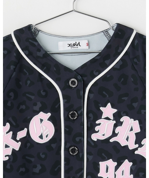 X-girl Stages(エックスガールステージス)の「パッチロゴ刺しゅう ベースボール半袖シャツ(Tシャツ/カットソー・キッズ・ブラック/ラベンダー/ピンク・130cm/140cm/90cm/100cm/110cm/120cm)」の11枚目の写真