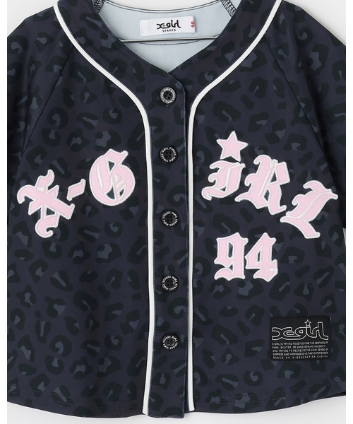 X-girl Stages(エックスガールステージス)の「パッチロゴ刺しゅう ベースボール半袖シャツ(Tシャツ/カットソー・キッズ・ブラック/ラベンダー/ピンク・130cm/140cm/90cm/100cm/110cm/120cm)」の12枚目の写真