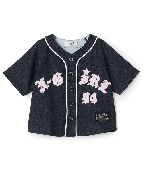 X-girl Stages(エックスガールステージス)の「パッチロゴ刺しゅう ベースボール半袖シャツ(Tシャツ/カットソー・キッズ・ブラック/ラベンダー/ピンク・130cm/140cm/90cm/100cm/110cm/120cm)」の6枚目の写真