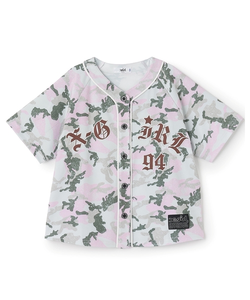 X-girl Stages(エックスガールステージス)の「パッチロゴ刺しゅう ベースボール半袖シャツ(Tシャツ/カットソー・キッズ・ブラック/ラベンダー/ピンク・130cm/140cm/90cm/100cm/110cm/120cm)」の7枚目の写真
