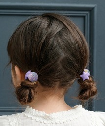 ダブルハート ヘアゴム 5個セット (1colors)（ヘアゴム）｜Rora