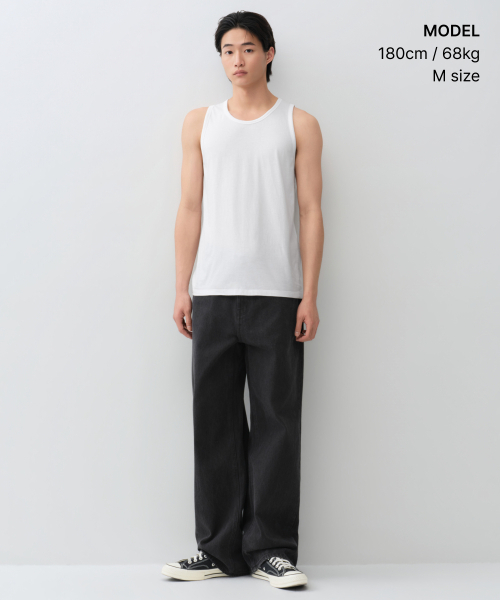 MUSINSA STANDARD（ムシンサスタンダード）の「CR スクープネックスリーブレストップ [ホワイト]（Tシャツ/カットソー・メンズ・その他・LARGE/X-LARGE/2XL/3XL/SMALL/MEDIUM）」の2枚目の写真