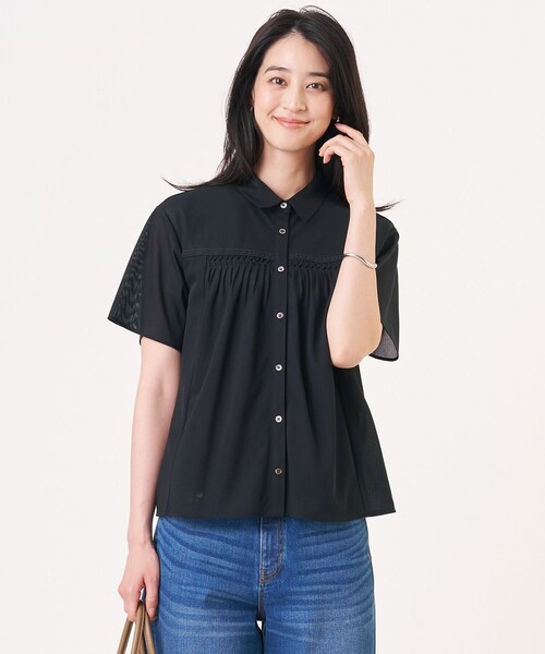 J.PRESS（ジェイプレス）の「シアードライトリコット シャツライク カットソー（Tシャツ/カットソー・レディース・ライトグリーン系/ブラウン系/ライトグレー系/ネイビー系・LARGE/MEDIUM）」の4枚目の写真