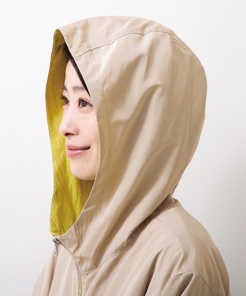 mensha!（メンシャ）の「ｍｅｎｓｈａ！　外側撥水（はっすい）加工＆ＵＶカット　内側ガーゼのドロストパーカー（マウンテンパーカー・レディース・ベージュ系その他/ネイビー系・M/L/LL/3L）」の12枚目の写真