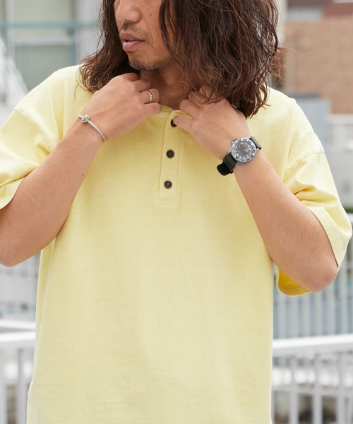 ALOHA BLUE（アロハブルー）の「ALOHA BLUE / アロハブルー ヘンリーネックTシャツ 半袖 秋 秋服 2026年秋冬（Tシャツ/カットソー・メンズ・ピンク/イエロー・XL/L）」の8枚目の写真