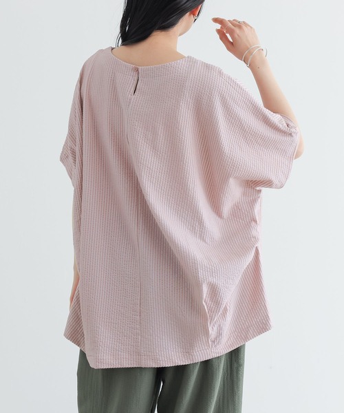 n'OrLABEL(ノアールレーベル)の「ドルマンストライプシャツ見えカットソー(Tシャツ/カットソー・レディース・ネイビー/ピンク/ブルー・FREE)」の11枚目の写真