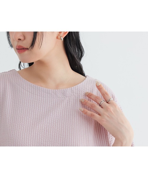 n'OrLABEL(ノアールレーベル)の「ドルマンストライプシャツ見えカットソー(Tシャツ/カットソー・レディース・ネイビー/ピンク/ブルー・FREE)」の15枚目の写真