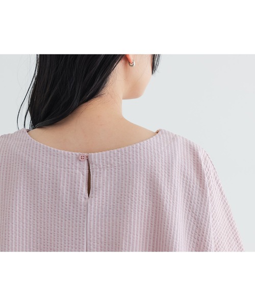 n'OrLABEL(ノアールレーベル)の「ドルマンストライプシャツ見えカットソー(Tシャツ/カットソー・レディース・ネイビー/ピンク/ブルー・FREE)」の16枚目の写真