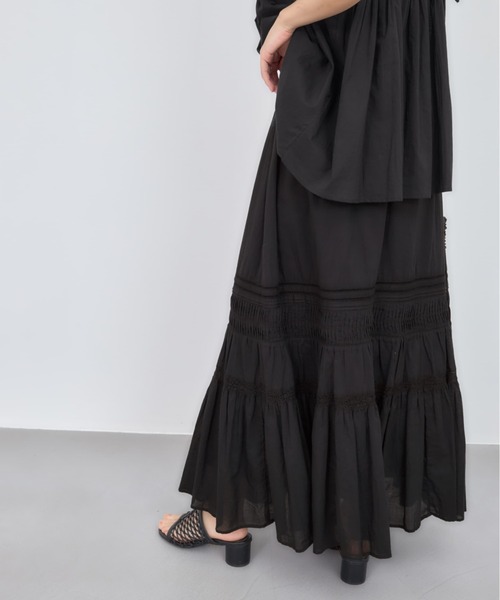 COHINA(コヒナ)の「【Made in India】ピンタックティアードスカート 【低身長・小柄女性】(スカート・レディース・ホワイト/ブラック/レッド・REGULAR/SHORT)」の13枚目の写真