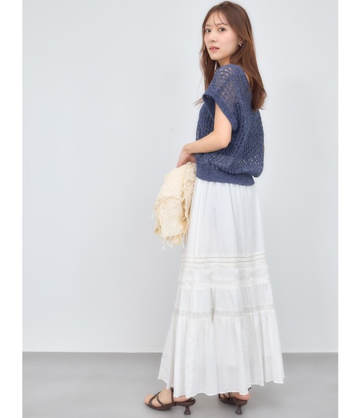 COHINA(コヒナ)の「【Made in India】ピンタックティアードスカート 【低身長・小柄女性】(スカート・レディース・ホワイト/ブラック/レッド・REGULAR/SHORT)」の4枚目の写真