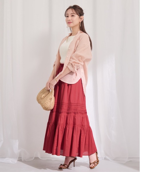 COHINA(コヒナ)の「【Made in India】ピンタックティアードスカート 【低身長・小柄女性】(スカート・レディース・ホワイト/ブラック/レッド・REGULAR/SHORT)」の20枚目の写真