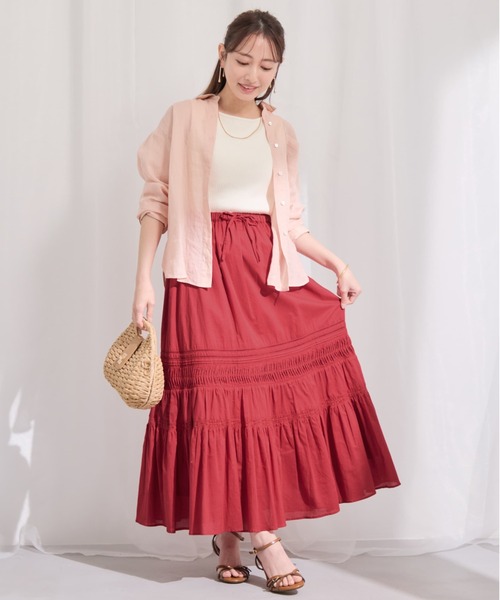 COHINA(コヒナ)の「【Made in India】ピンタックティアードスカート 【低身長・小柄女性】(スカート・レディース・ホワイト/ブラック/レッド・REGULAR/SHORT)」の19枚目の写真