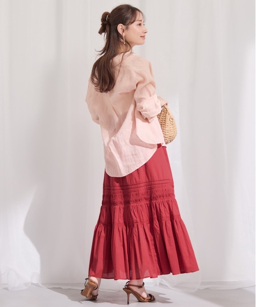 COHINA(コヒナ)の「【Made in India】ピンタックティアードスカート 【低身長・小柄女性】(スカート・レディース・ホワイト/ブラック/レッド・REGULAR/SHORT)」の21枚目の写真
