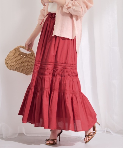 COHINA(コヒナ)の「【Made in India】ピンタックティアードスカート 【低身長・小柄女性】(スカート・レディース・ホワイト/ブラック/レッド・REGULAR/SHORT)」の17枚目の写真