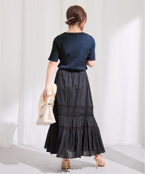 COHINA(コヒナ)の「【Made in India】ピンタックティアードスカート 【低身長・小柄女性】(スカート・レディース・ホワイト/ブラック/レッド・REGULAR/SHORT)」の10枚目の写真