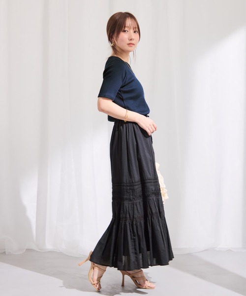 COHINA(コヒナ)の「【Made in India】ピンタックティアードスカート 【低身長・小柄女性】(スカート・レディース・ホワイト/ブラック/レッド・REGULAR/SHORT)」の9枚目の写真