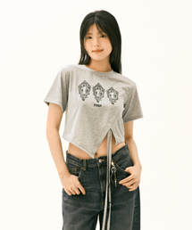 And Again（アンドアゲイン）の「キーホールグラフィックストリングTシャツ（グレー）（Tシャツ/カットソー）」