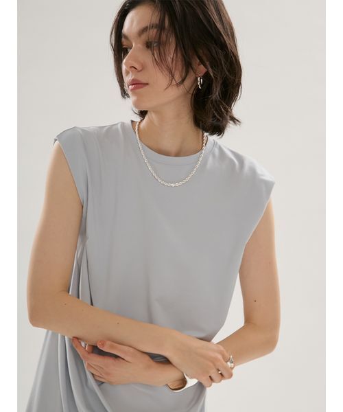 emmi（エミ）の「【ICEDFABRIC＋(R)】ドレープカットソーワンピース/接触冷感（ワンピース・レディース・ライトブルー/ブラック・F）」の10枚目の写真