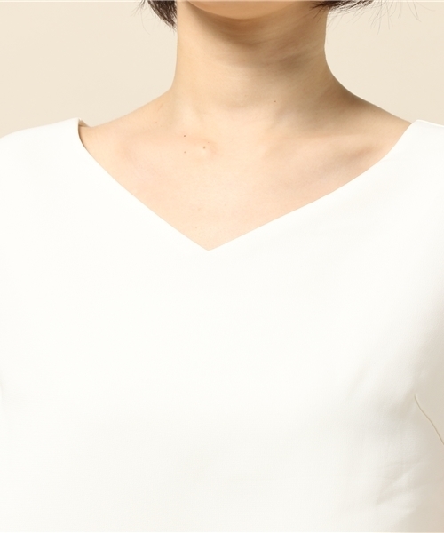 laboratory work（ラボラトリーワーク）の「セットアップ風フレンチスリーブコンビネゾン　【結婚式　ワンピース】（つなぎ/オールインワン・レディース・オフホワイト/ネイビー・MEDIUM）」の6枚目の写真