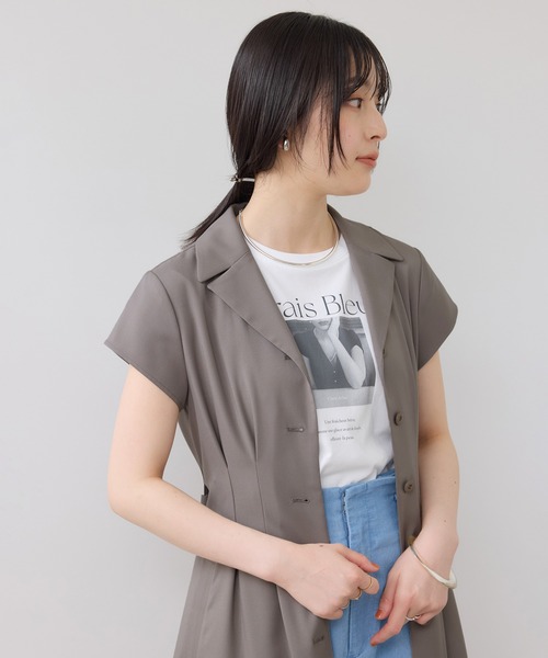 VIS(ビス)の「ICE BEAUTY オープンカラーワンピース/UVケア・接触冷感(シャツワンピース・レディース・ネイビー/カーキ・FREE)」の11枚目の写真