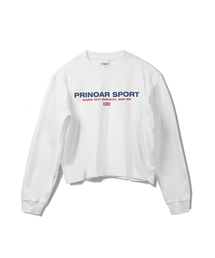 スポーツセミクロップ長袖Tシャツ - ホワイト